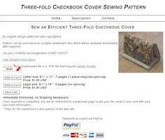 Three-Fold Checkbook Cover Sewing Pattern